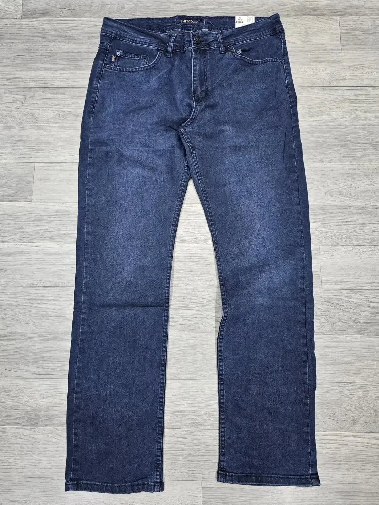 Navy Blue Regular Fit Denim Pants