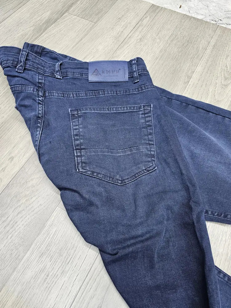 Navy Blue Regular Fit Denim Pants