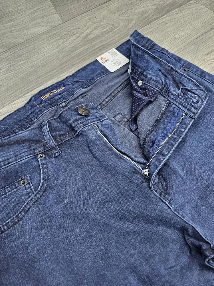 Navy Blue Regular Fit Denim Pants