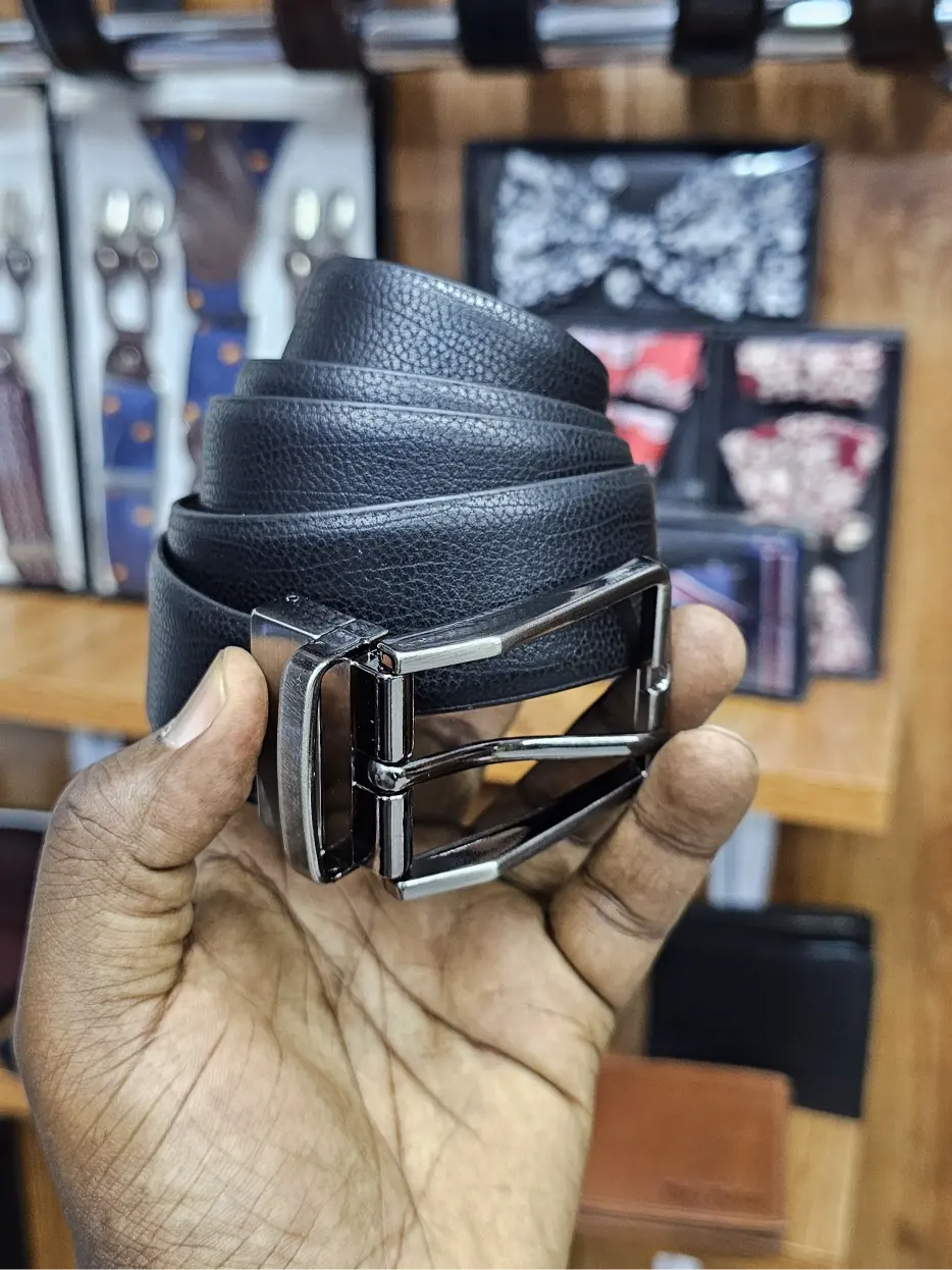 Infynite Classic Pin Buckle Leather Belt – Jet Black