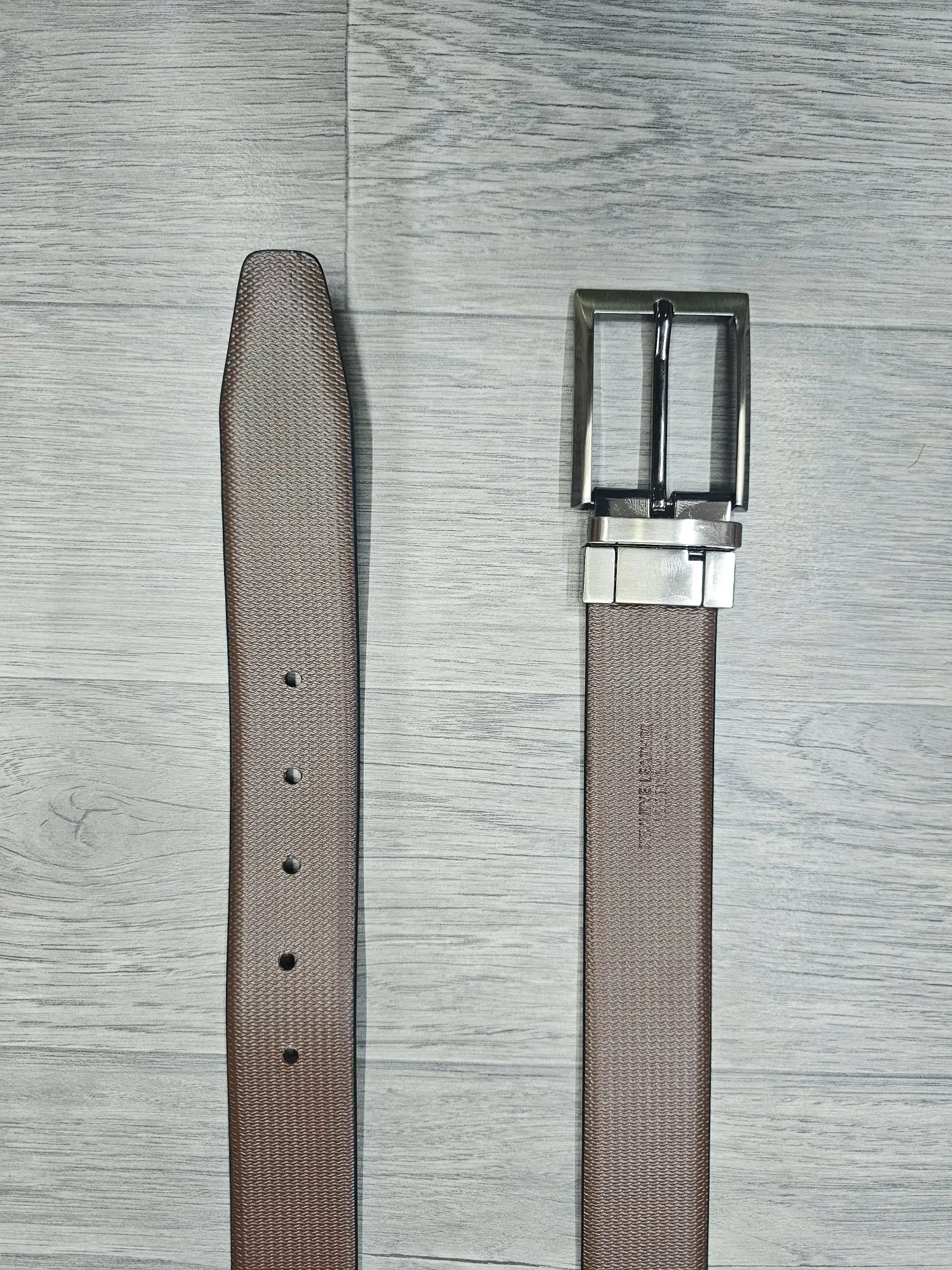 Infynite Executive Textured Leather Belt – Brushed Silver Buckle - Infynite