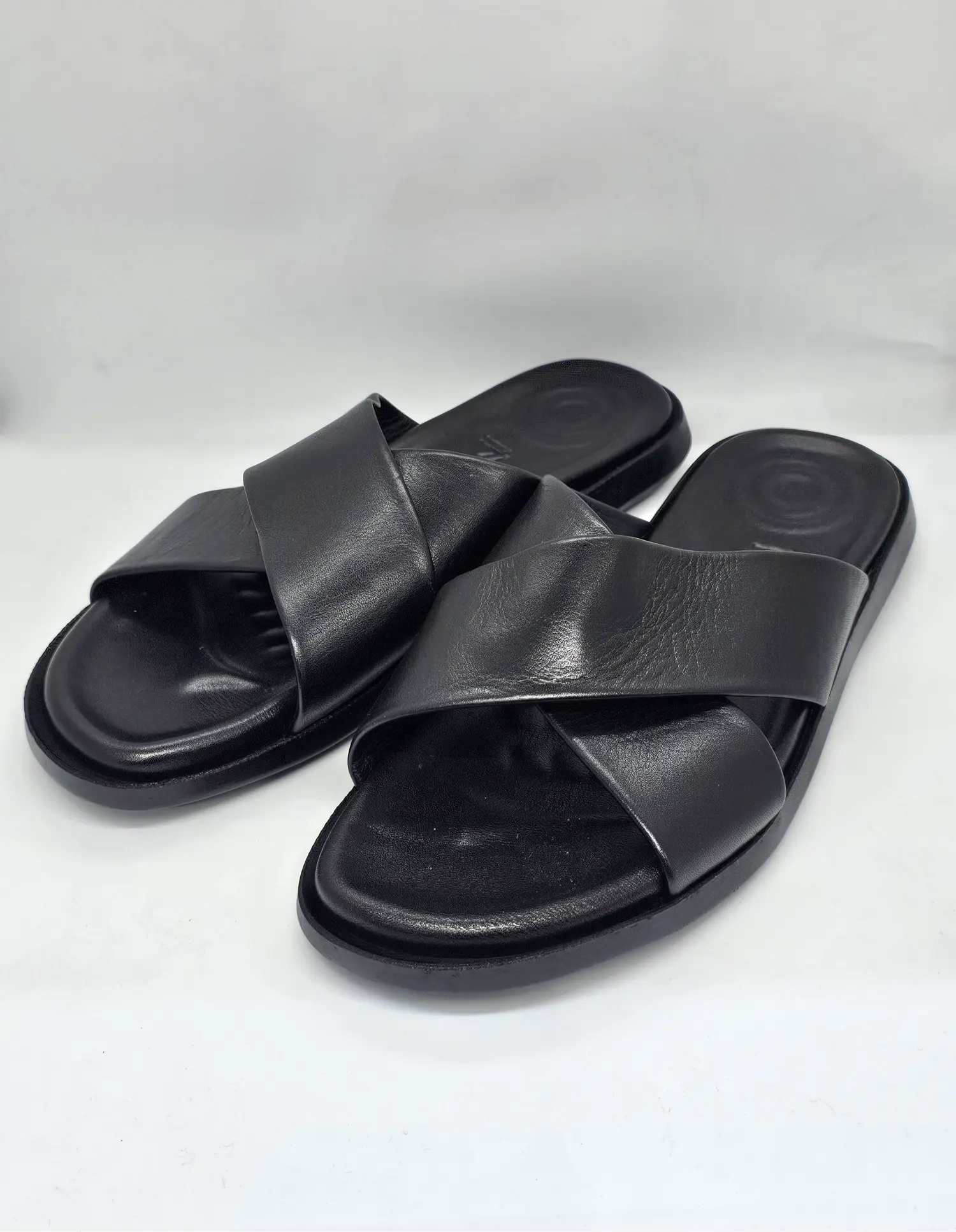 Infynite Verona Cross-Strap Leather Slides