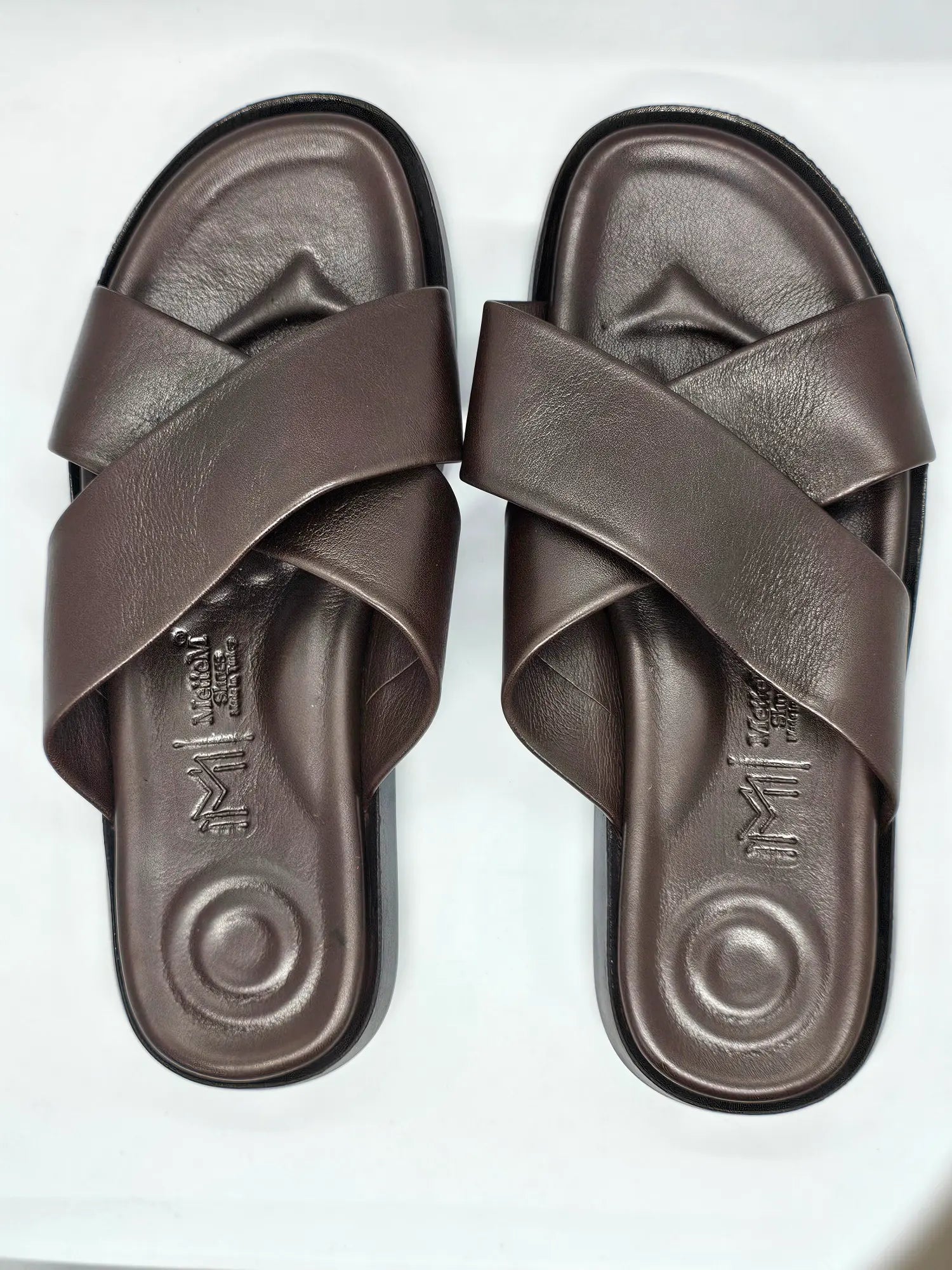 Infynite Verona Cross-Strap Leather Slides