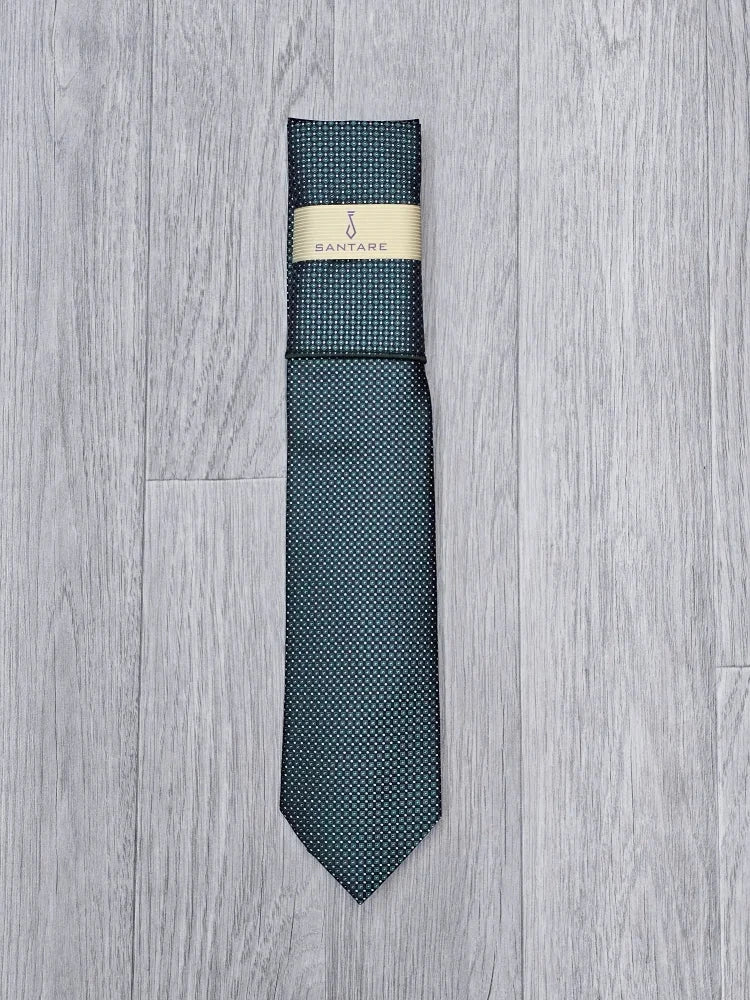 Santare Forest Green Textured Tie & Pocket Square Set