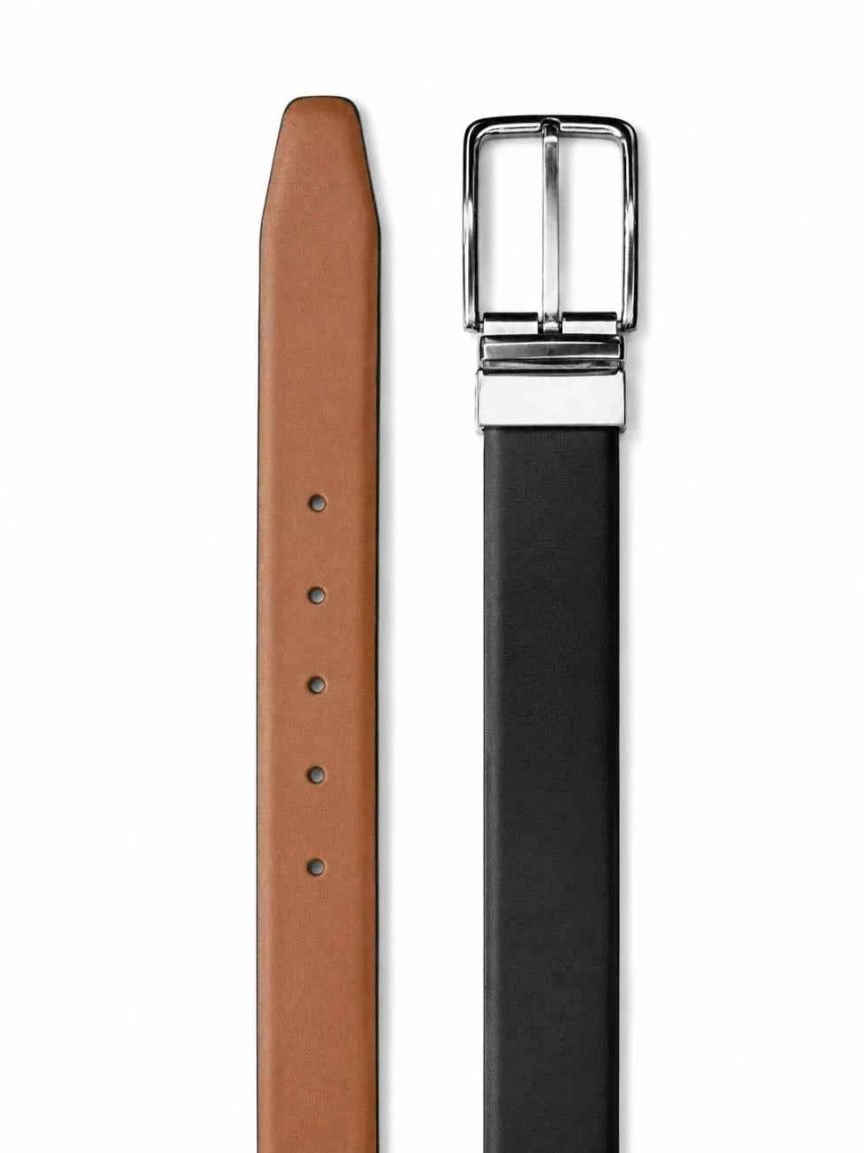 Smooth Reversible Leather Belt – Tan & Black