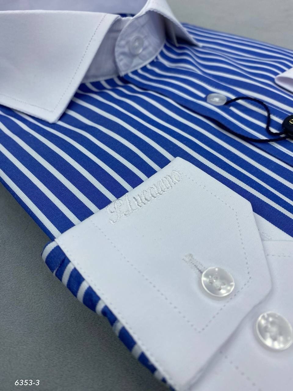 Infynite Contrast Collar Striped Dress Shirt - Infynite