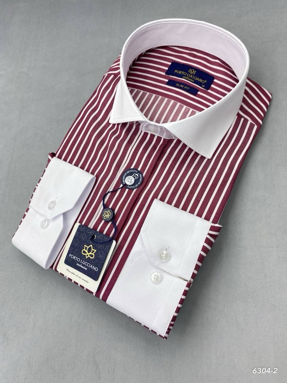 Infynite Contrast Collar Striped Dress Shirt - Infynite