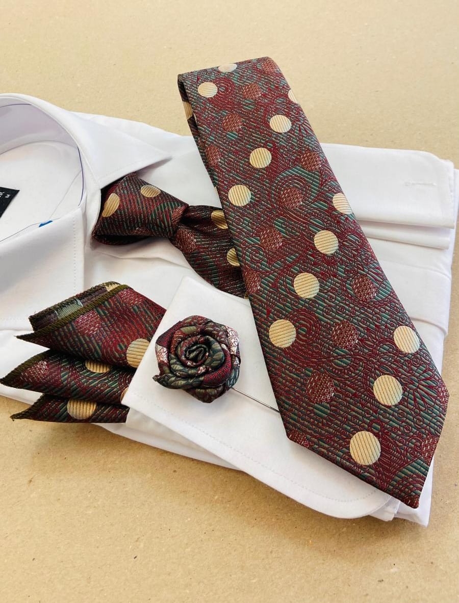 Infynite Burgundy Medallion Necktie Set