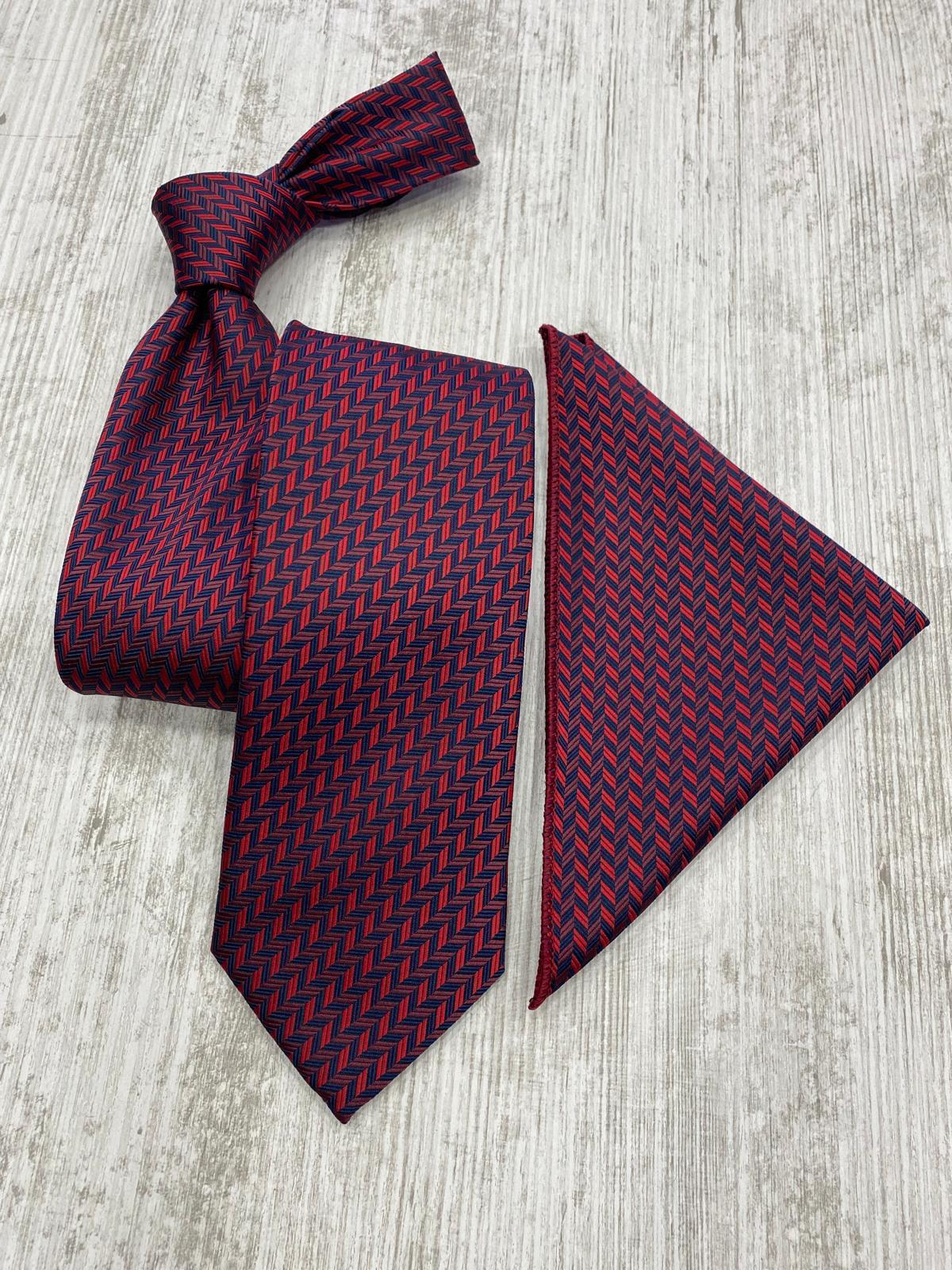 Infynite Luxe Chevron Tie Set – Midnight Blue & Gold | Maroon & Crimson Red - Infynite