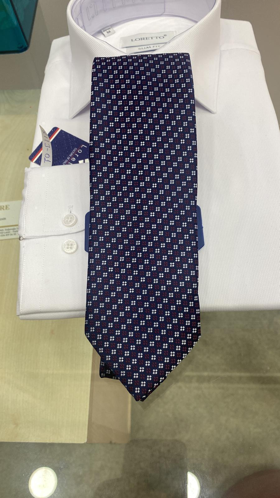 Infynite Executive Geo-Floral Tie – Navy with White and Red Accents