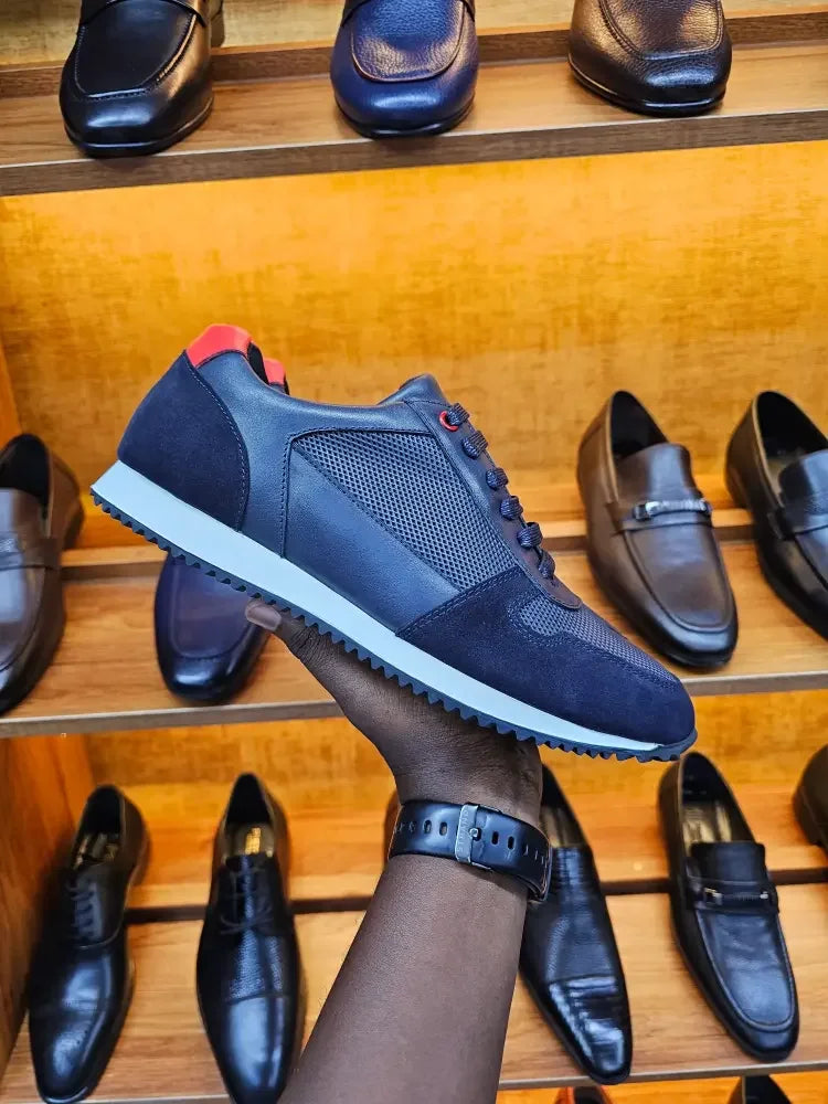 Infynite Navy Blue suede Leather Sneakers - Infynite