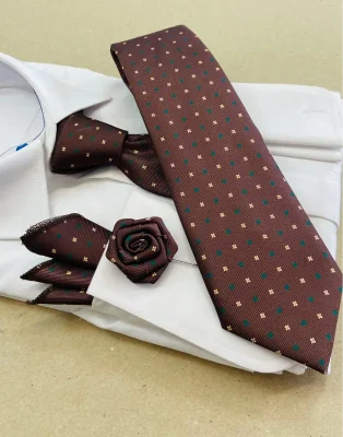 Burgundy Multicolor Dot Necktie Set