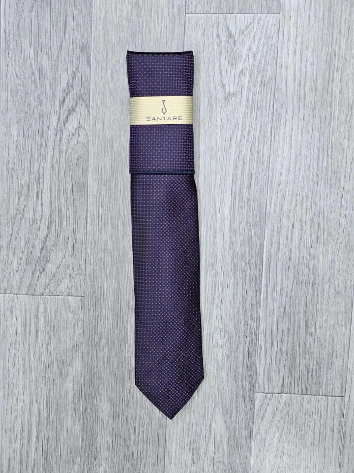 Santare Deep Purple Textured Tie & Pocket Square Set