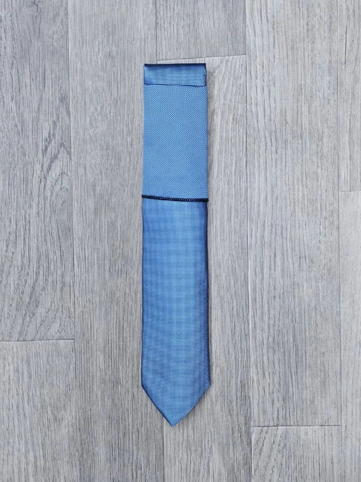 Santare Sky Blue Textured Tie & Pocket Square Set