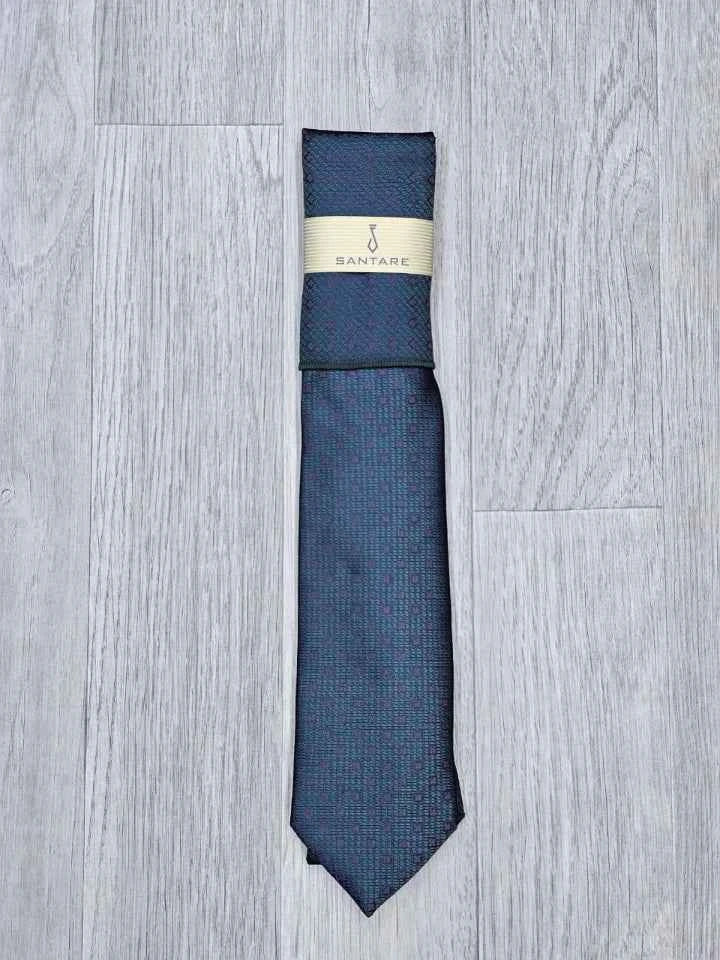 Santare Charcoal Red Dot Tie & Pocket Square Set