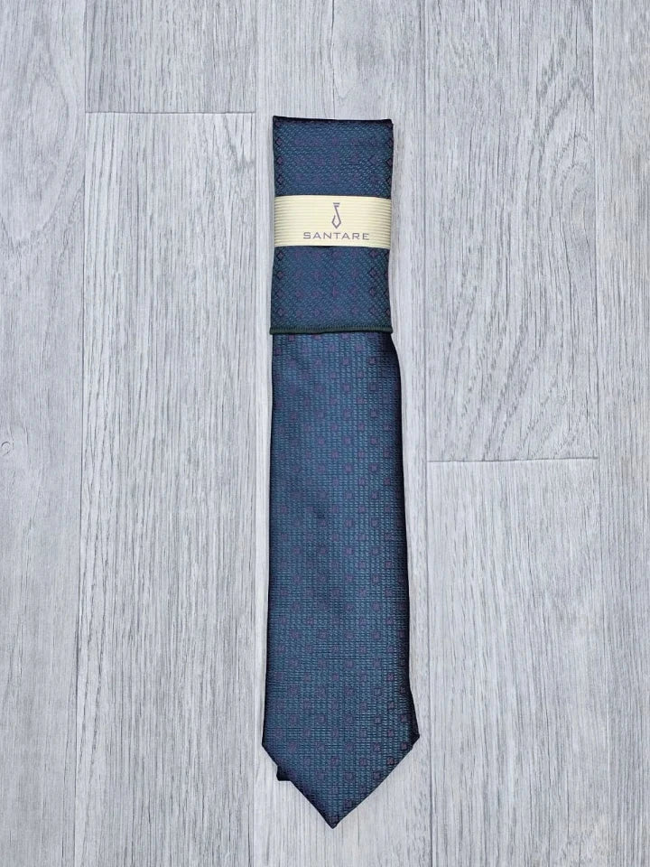 Santare Charcoal Red Dot Tie & Pocket Square Set