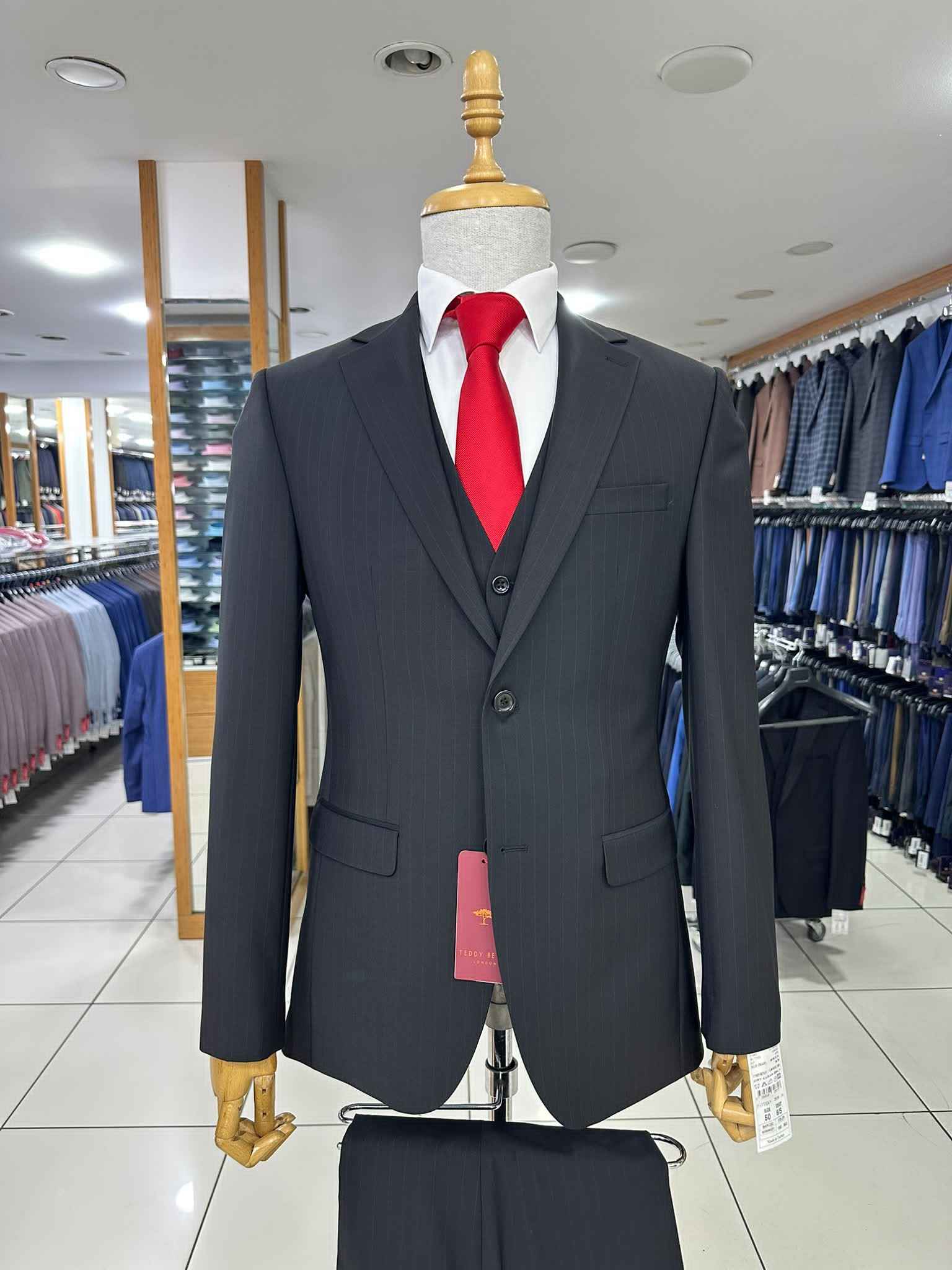 Teddy Berry London Black Pinstripe 3-Piece Suit (On Order)