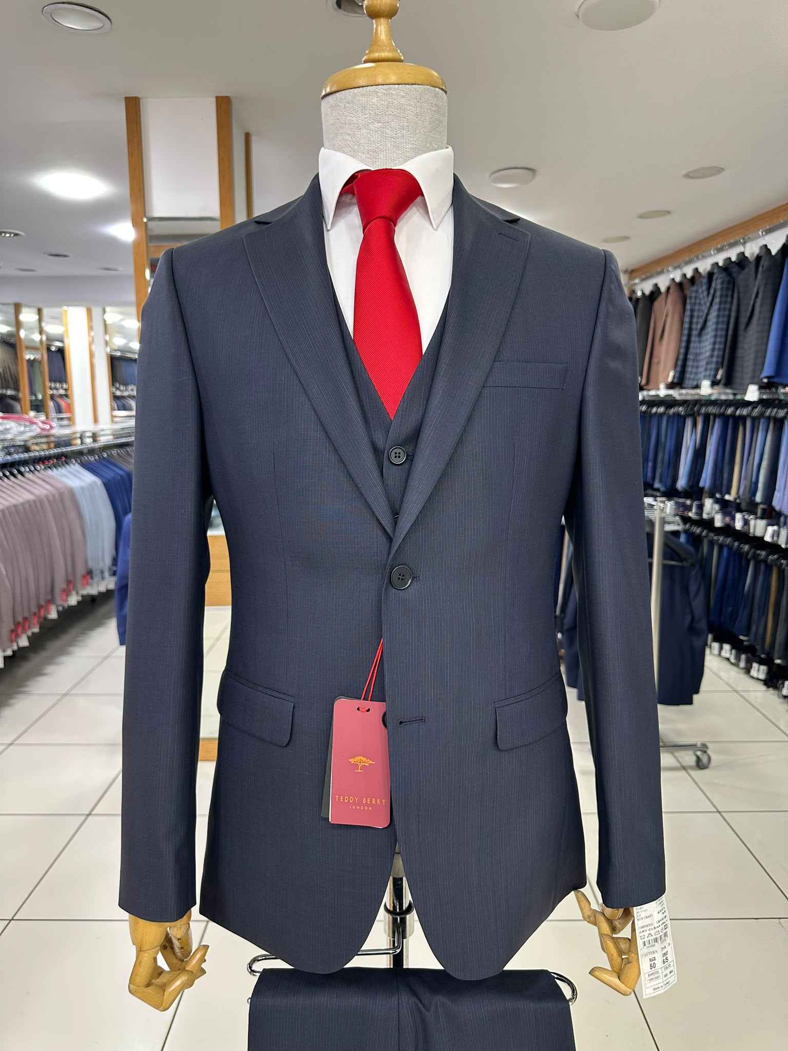 Teddy Berry London Dark Navy Pinstripe 3-Piece Suit (On Order)