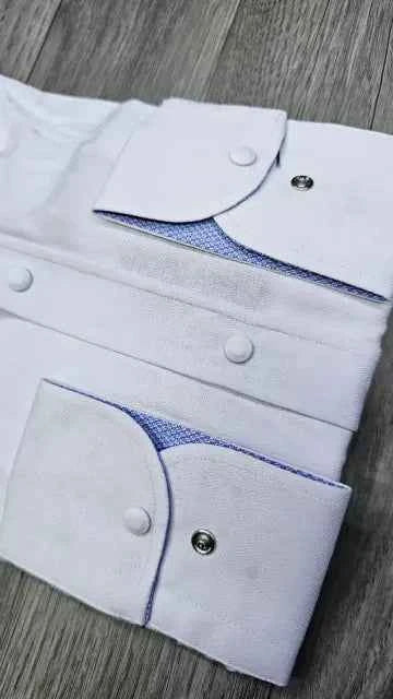 Infynite White Contrast Collar & Cuff Slim Fit Dress Shirt