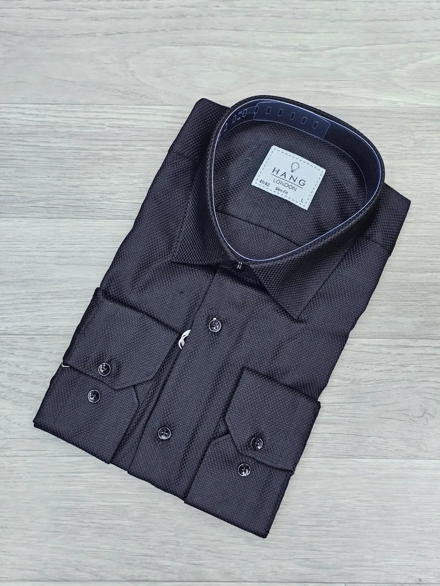 black oxford textured shirt