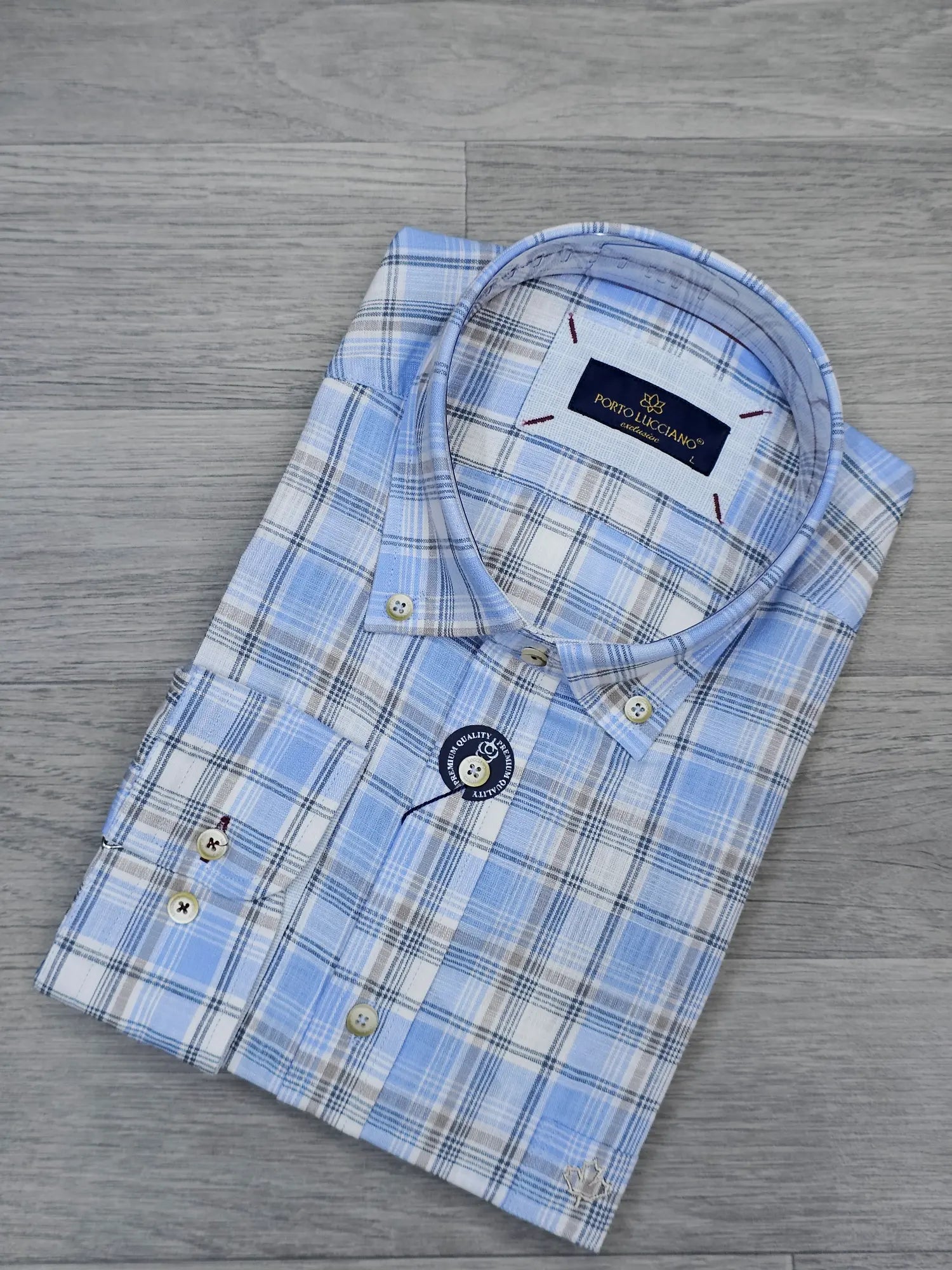 Blue & Grey Checked Premium Shirt