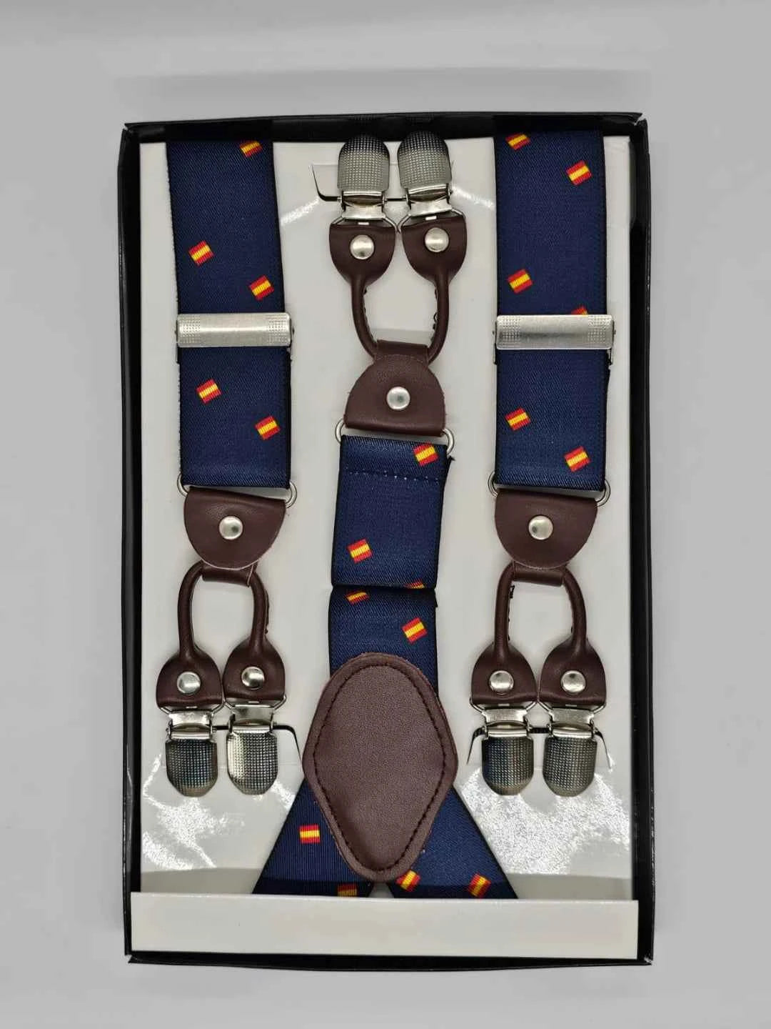 Navy Blue Patterned Suspenders