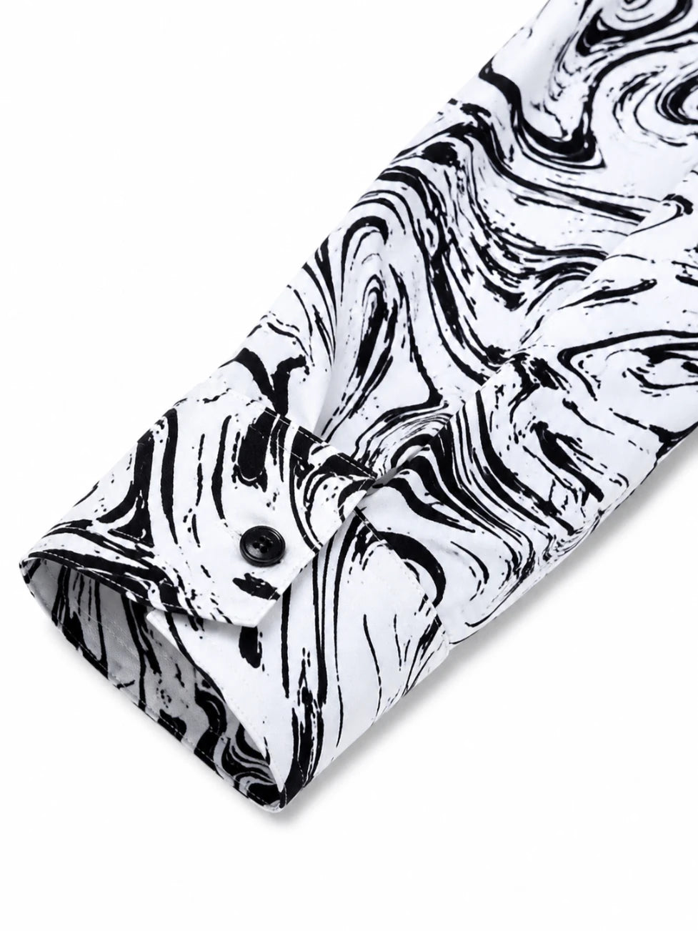 Infynite Black & White Marble Print Slim Fit Dress Shirt – premium men's menswear > shirts – view 3