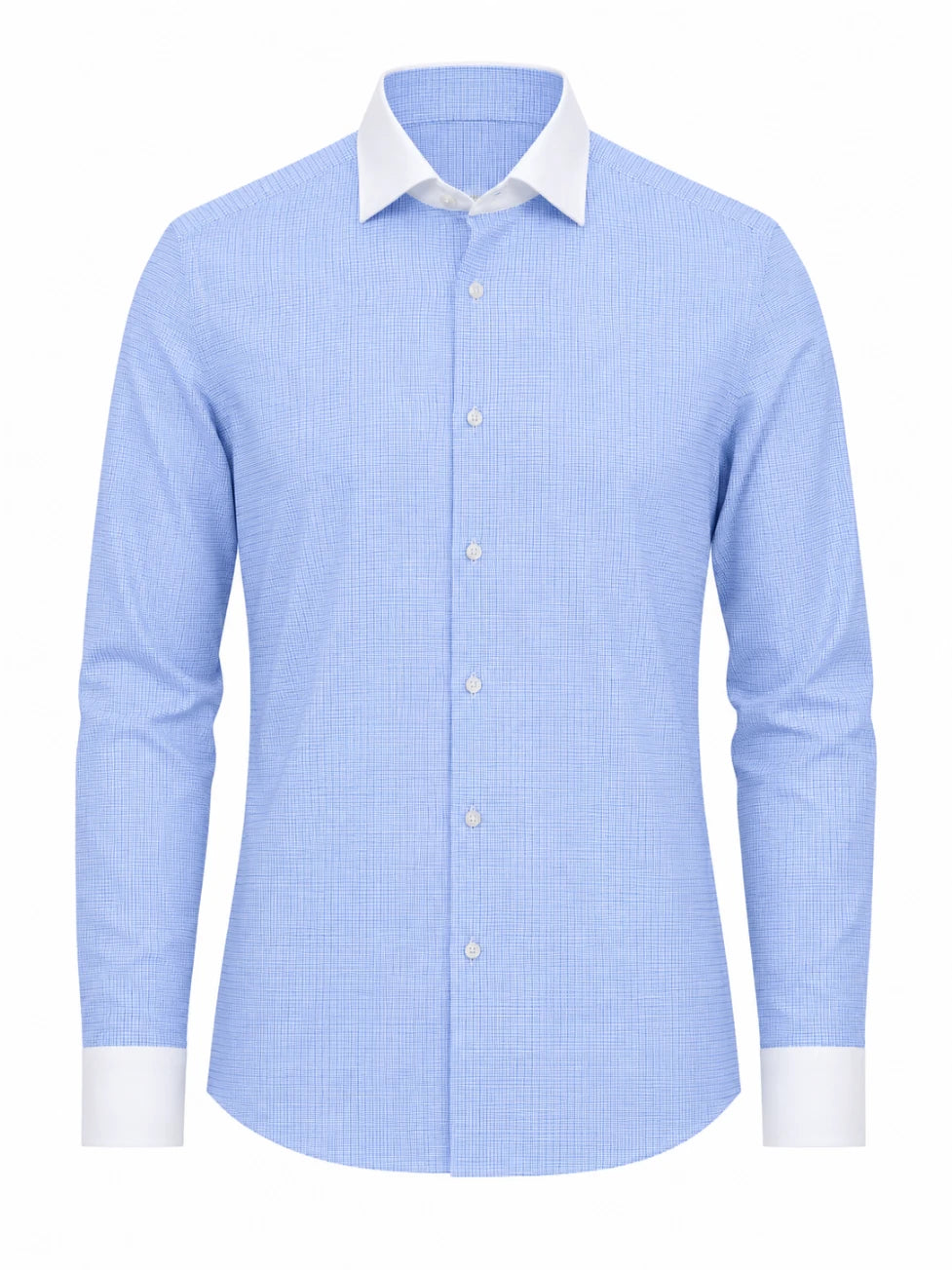 Infynite Blue & White Contrast Collar Slim Fit Dress Shirt – premium men's menswear > shirts