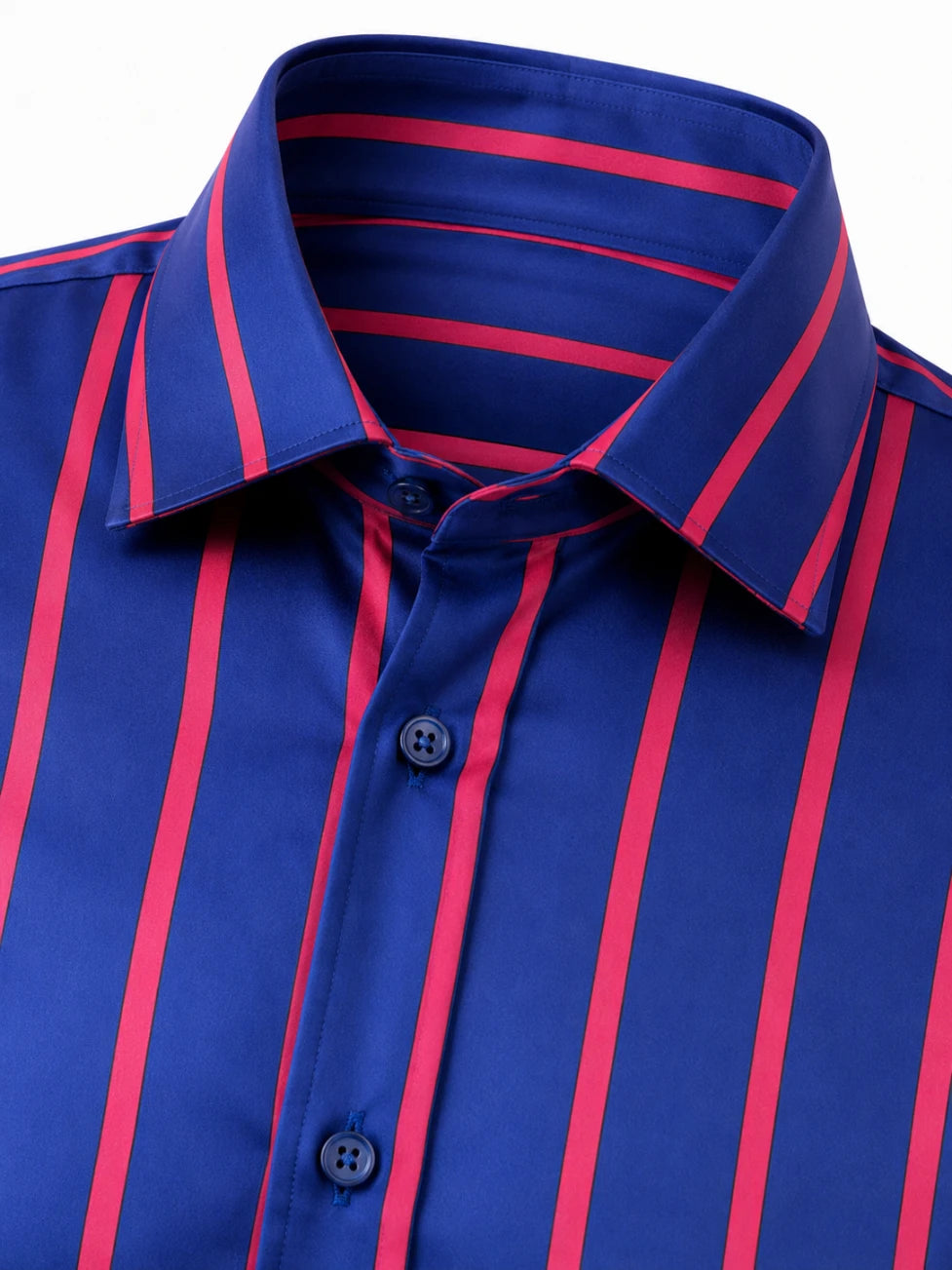 Infynite Cordone Navy Blue and Red Striped Shirt – premium men's menswear > shirts – view 3