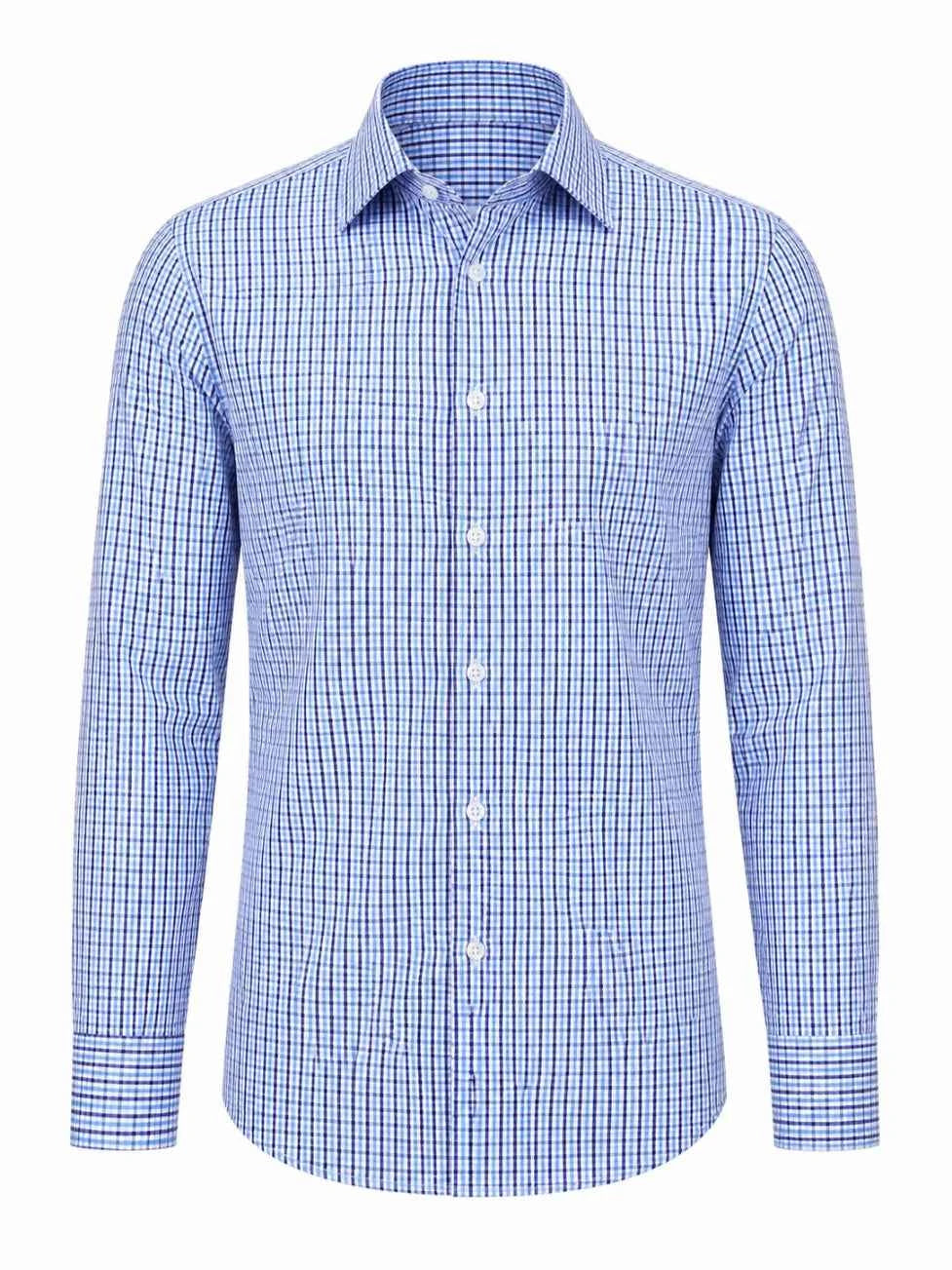 Infynite Blue Multi-Check Slim Fit Dress Shirt