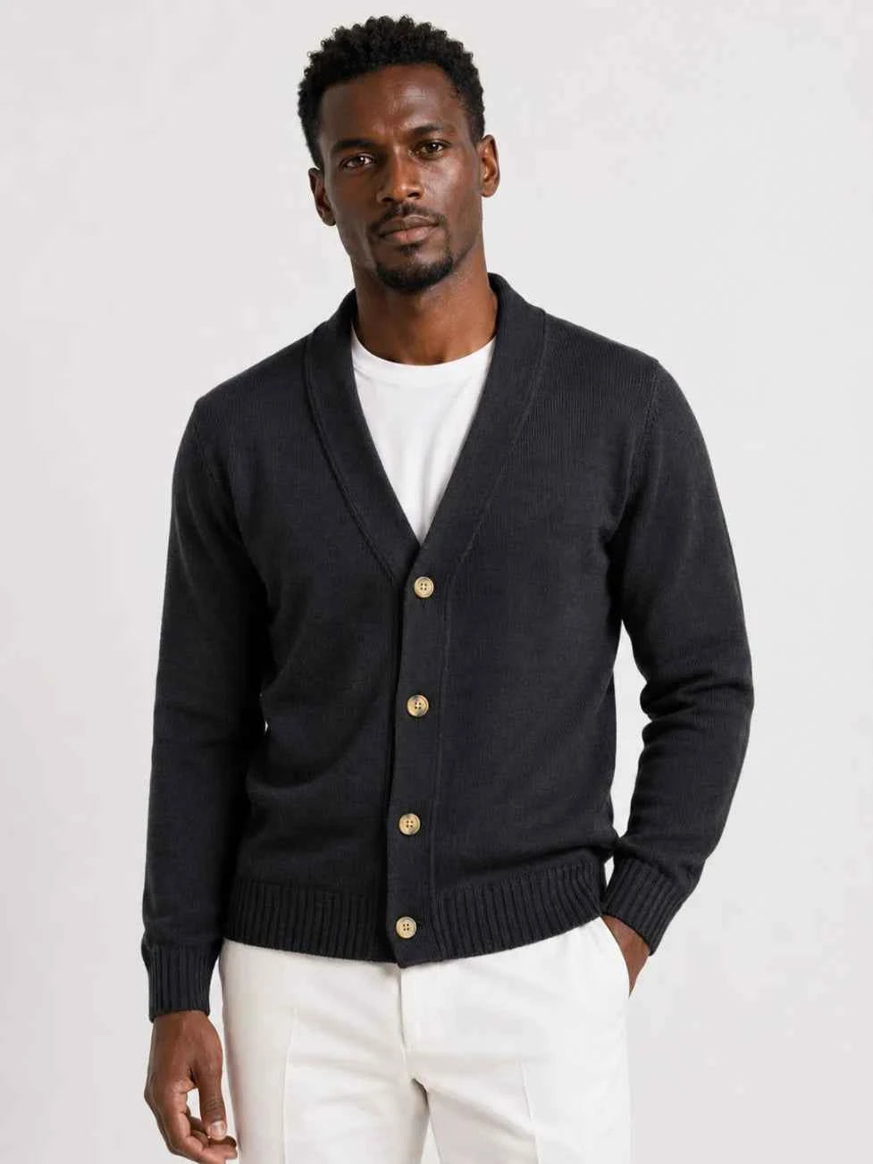 Men’s Shawl-Collar Button Cardigan