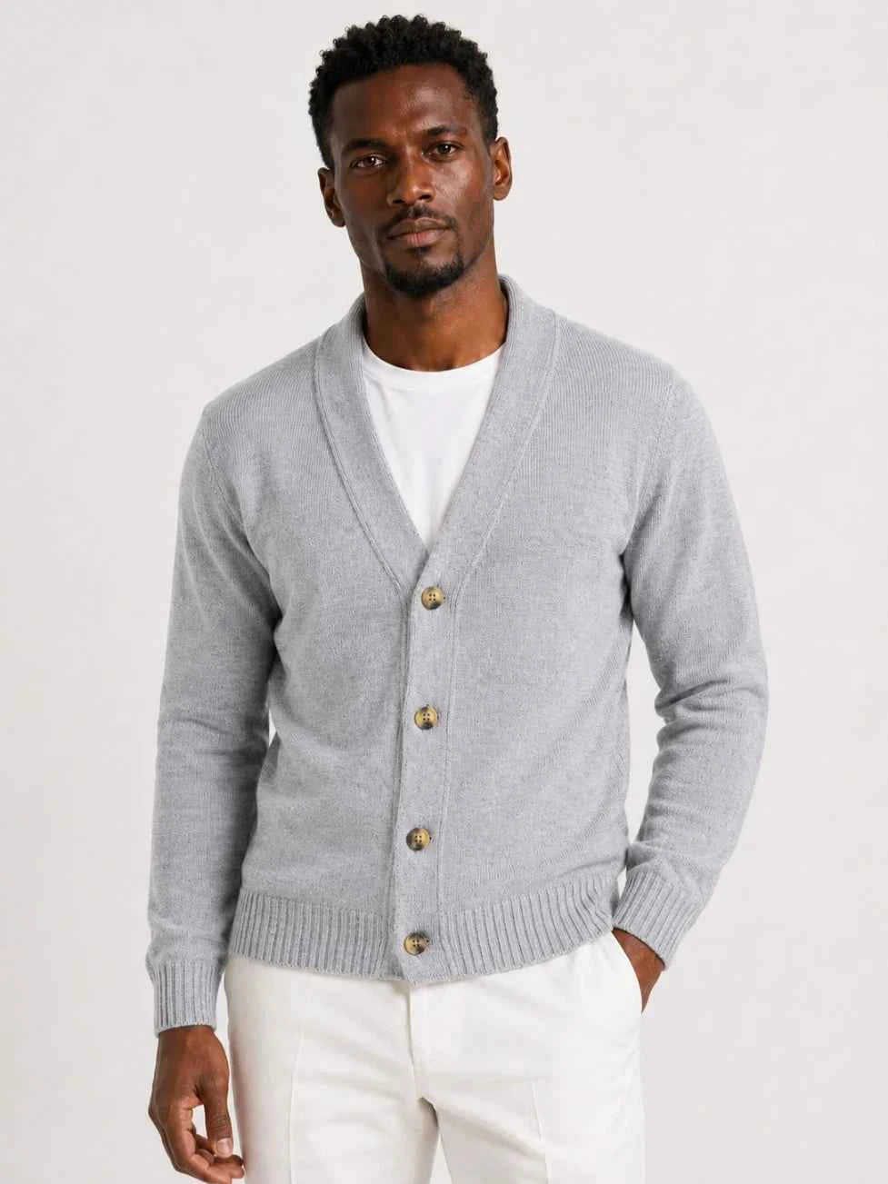 Men’s Shawl-Collar Button Cardigan