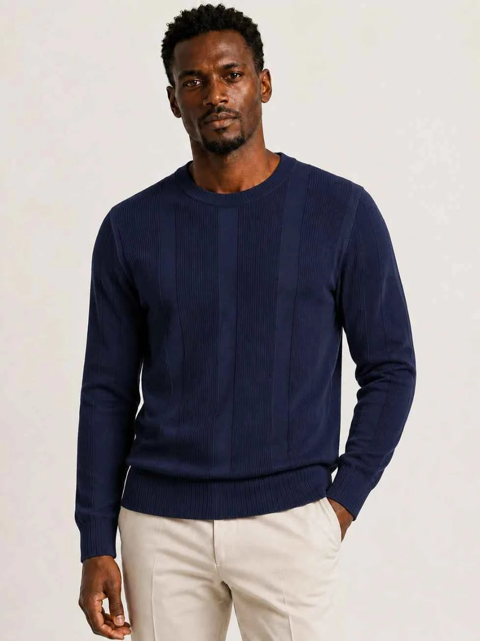 Men’s Vertical-Panel Crew-Neck Sweater