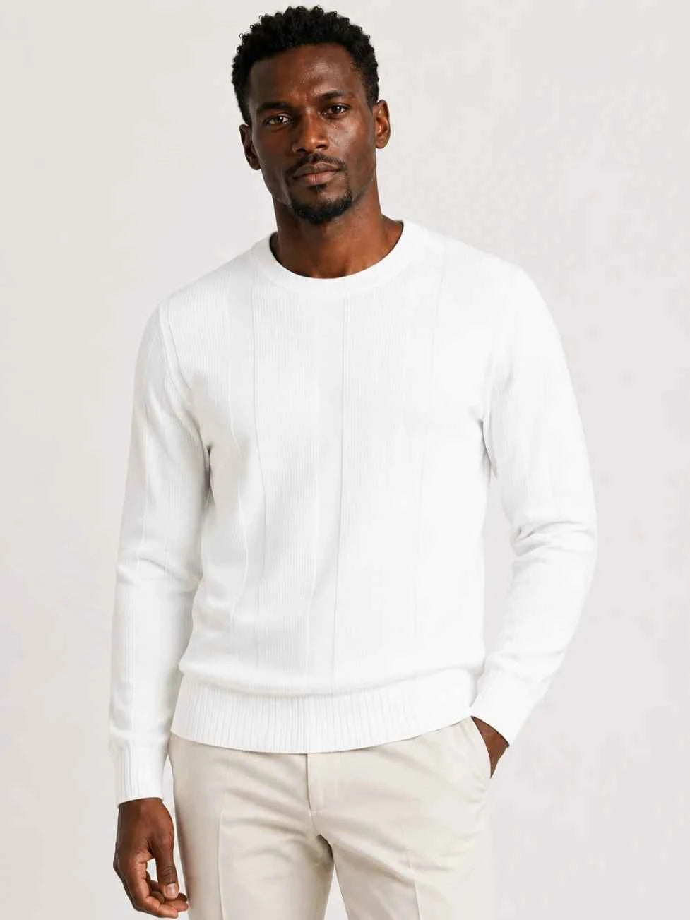 Men’s Vertical-Panel Crew-Neck Sweater