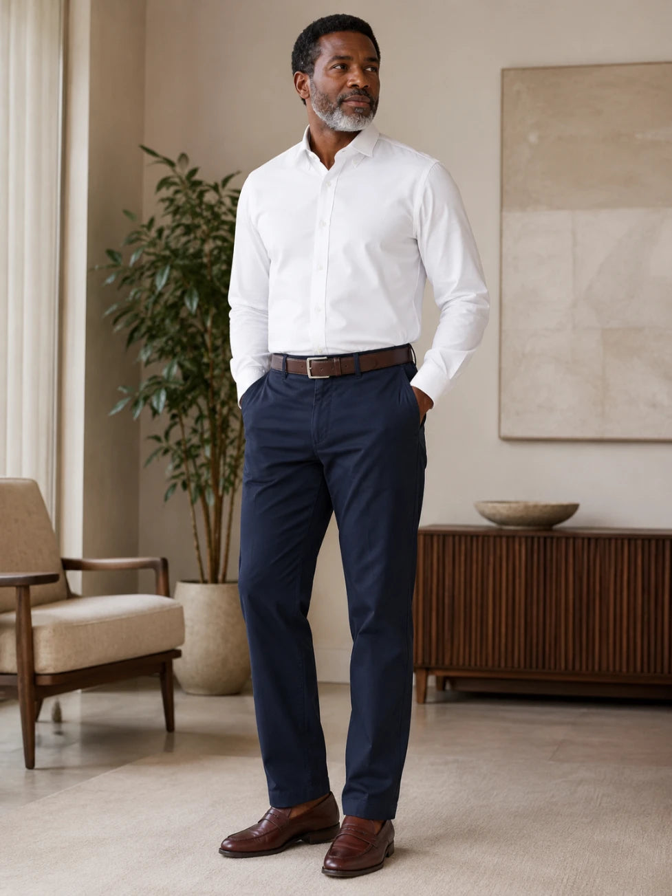 Infynite Navy blue khaki pant – premium men's menswear > pants > chinos – view 2
