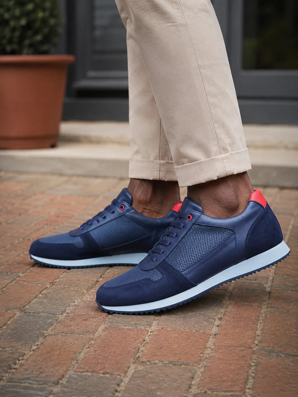 Infynite Navy Blue suede Leather Sneakers – premium men's menswear > shoes > sneakers – view 2