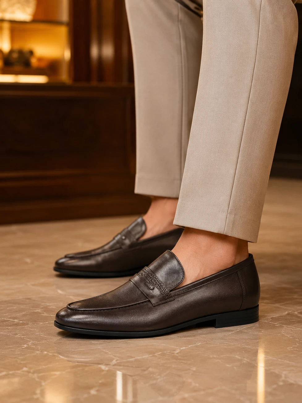 Infynite Regent Brown Leather Loafers – premium men's menswear > shoes > loafers – view 2