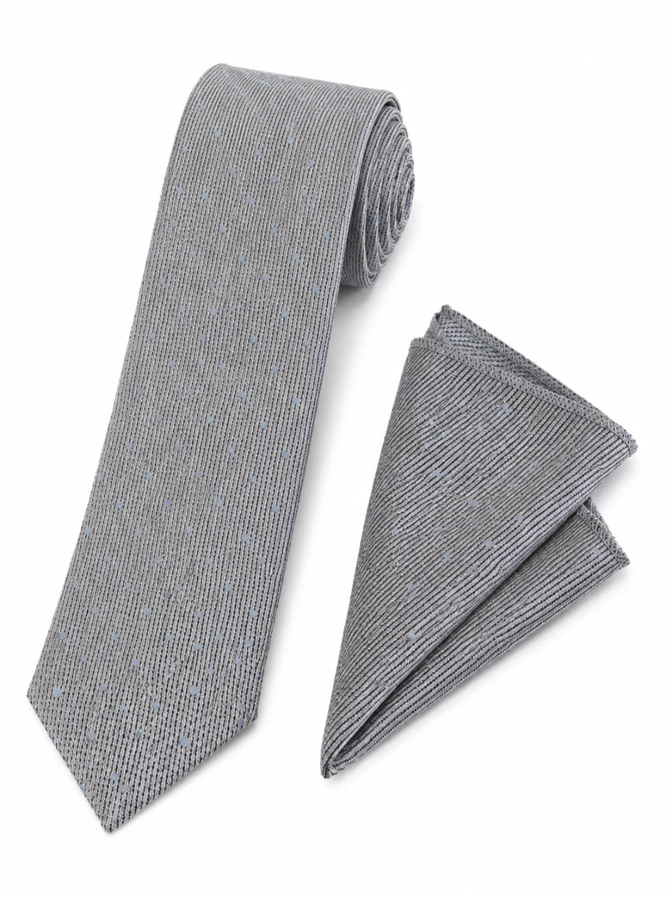 Infynite Silver Blue Polka Dot Necktie Set – premium men's menswear > accessories > ties