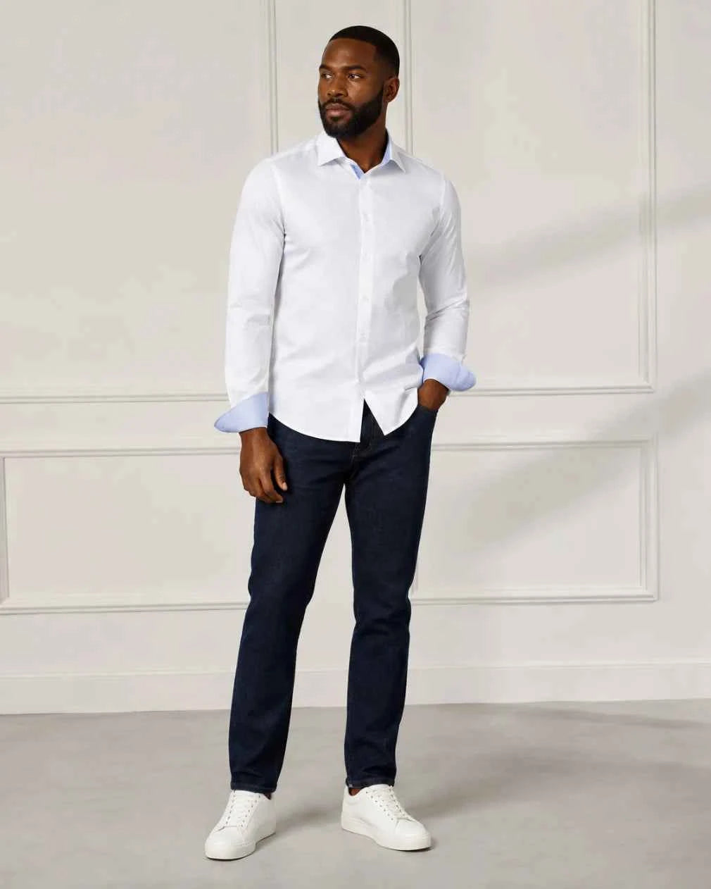 Infynite White Contrast Collar & Cuff Slim Fit Dress Shirt