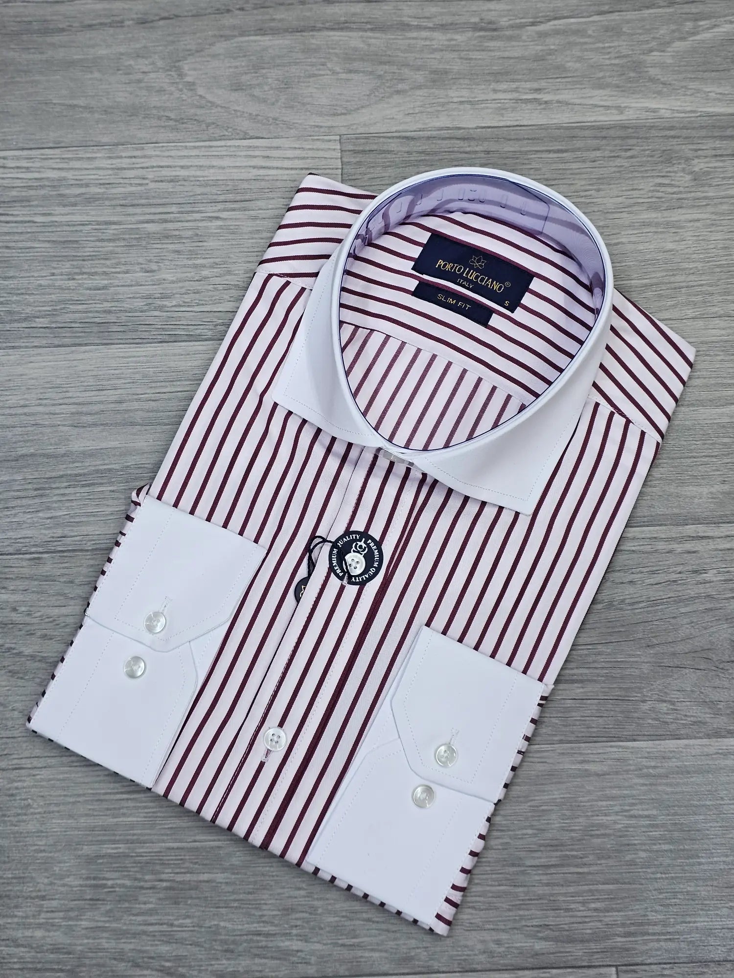 Infynite Contrast Collar Striped Dress Shirt - Infynite