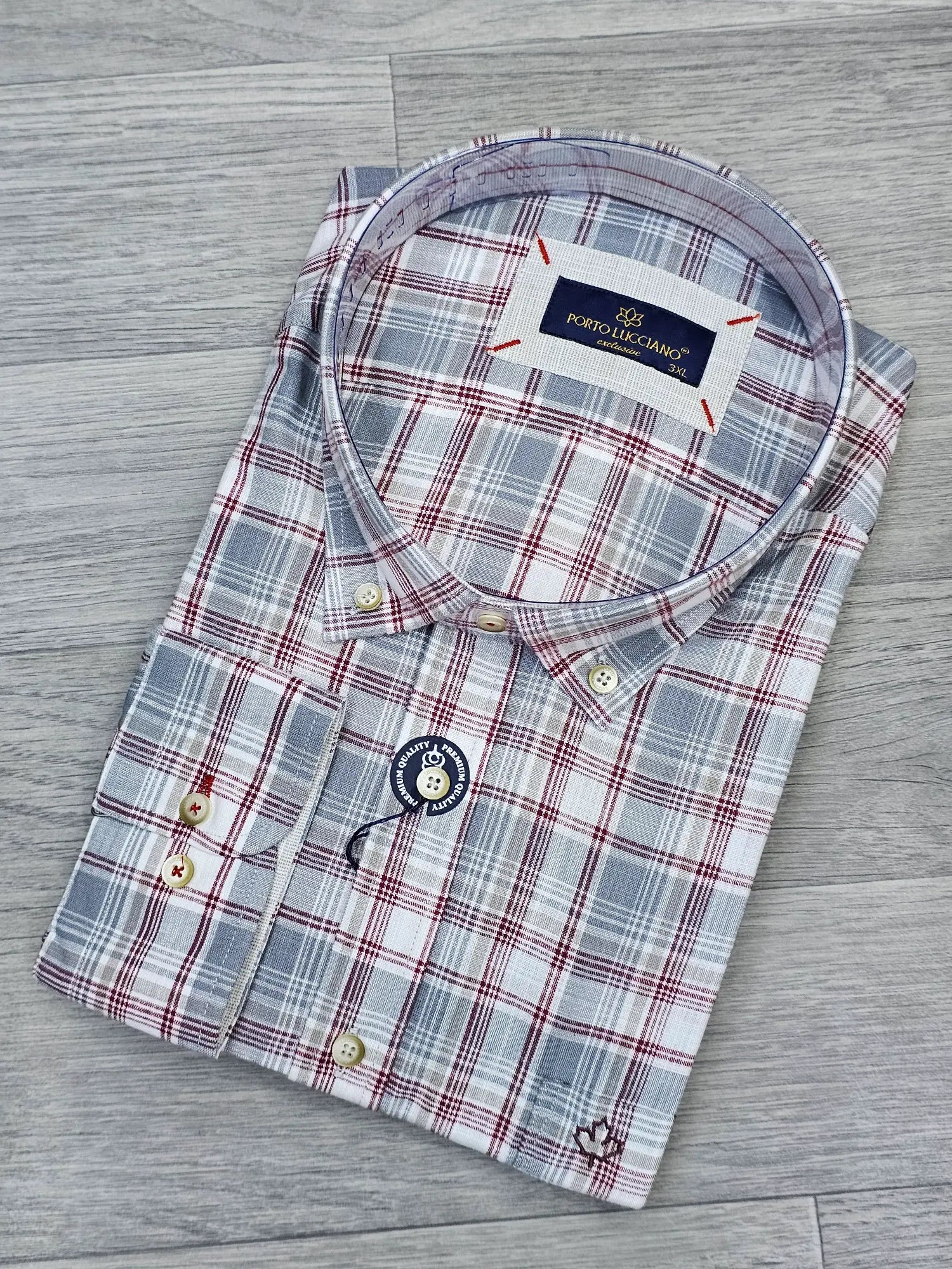 Blue & Grey Checked Premium Shirt