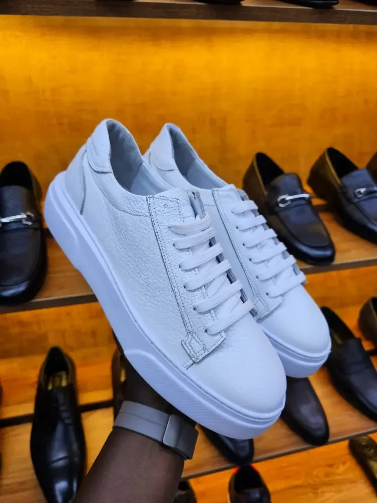 Infynite All-White Premium Leather Sneakers - Infynite