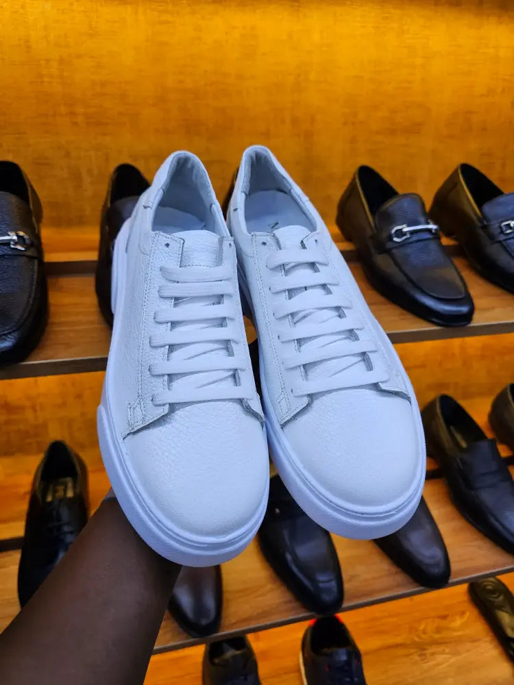 Infynite All-White Premium Leather Sneakers