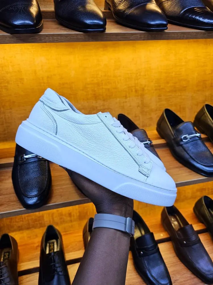 Infynite All-White Premium Leather Sneakers