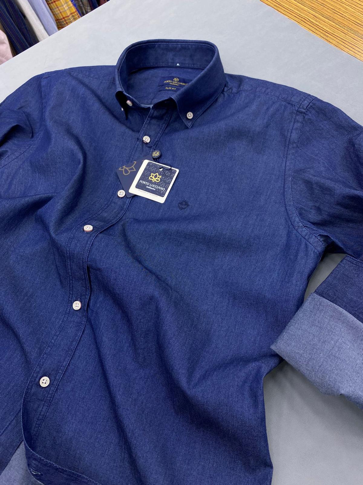 Porto Lucciano Exclusive: Indigo Chambray-Denim Slim Fit Shirt