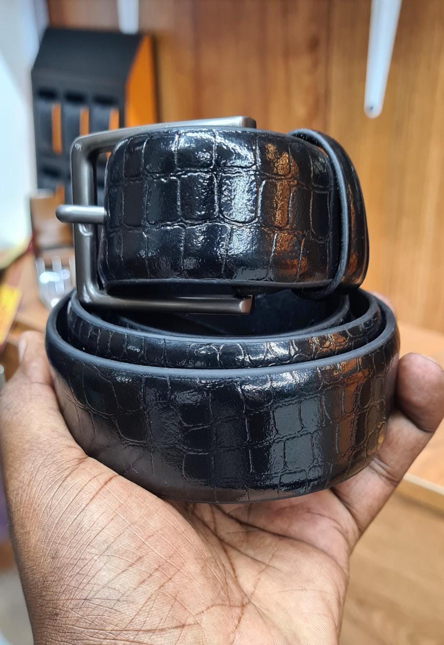 Infynite Croc-Embossed Leather Belt