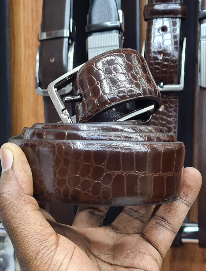 Infynite Croc-Embossed Leather Belt