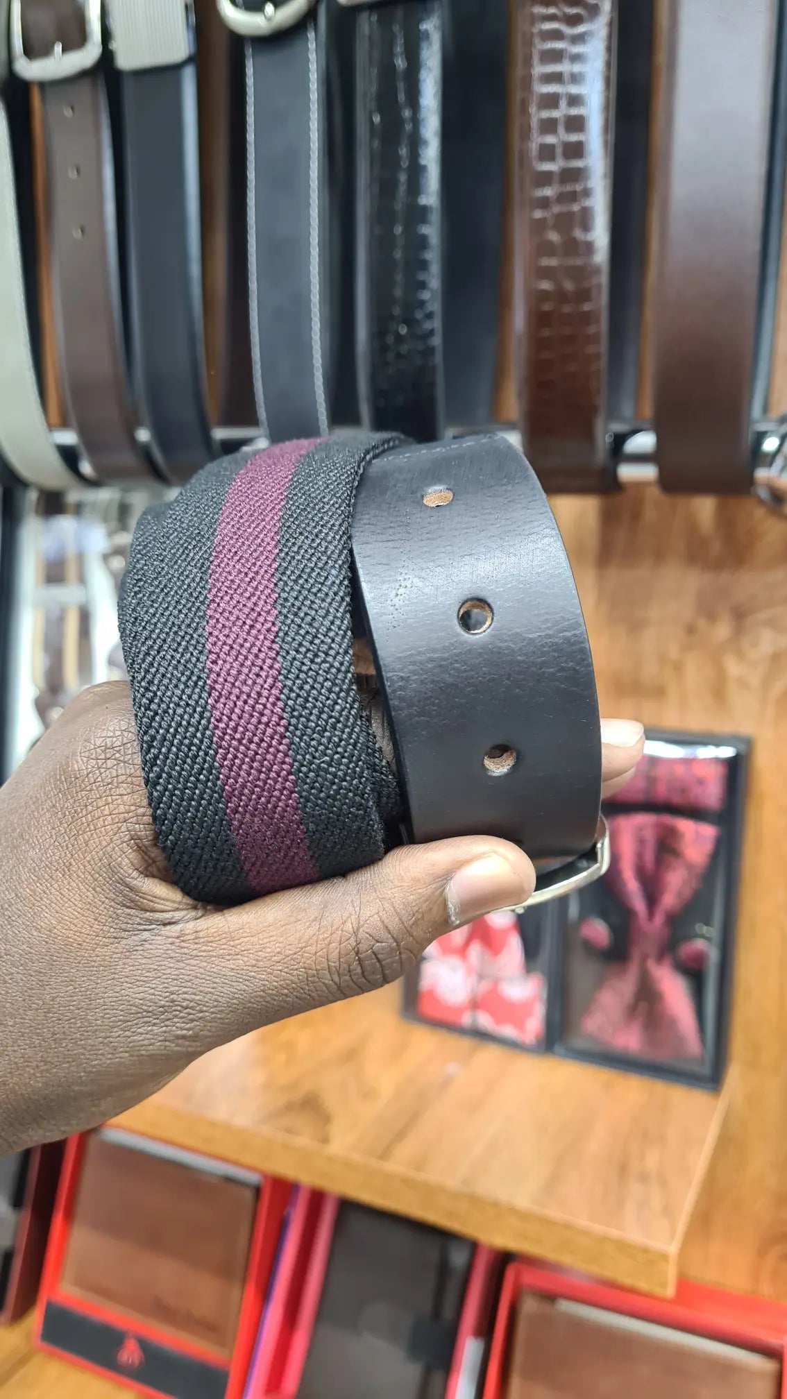 Infynite Black & Maroon Stripe Canvas