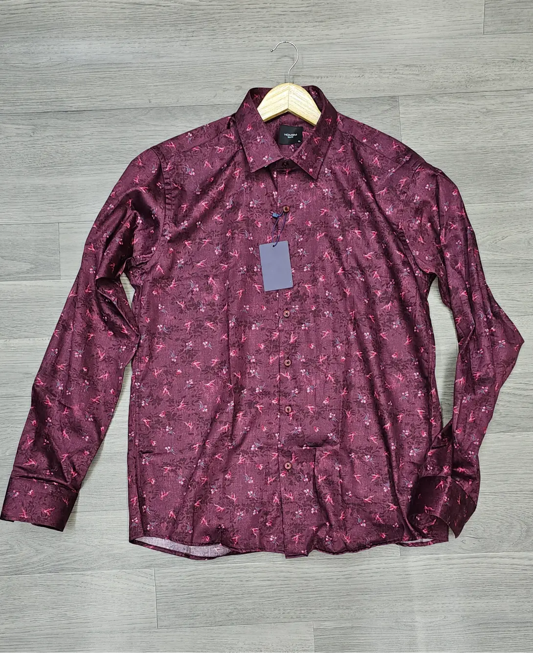 Infynite Maroon Floral Pattern Slim Fit Shirt