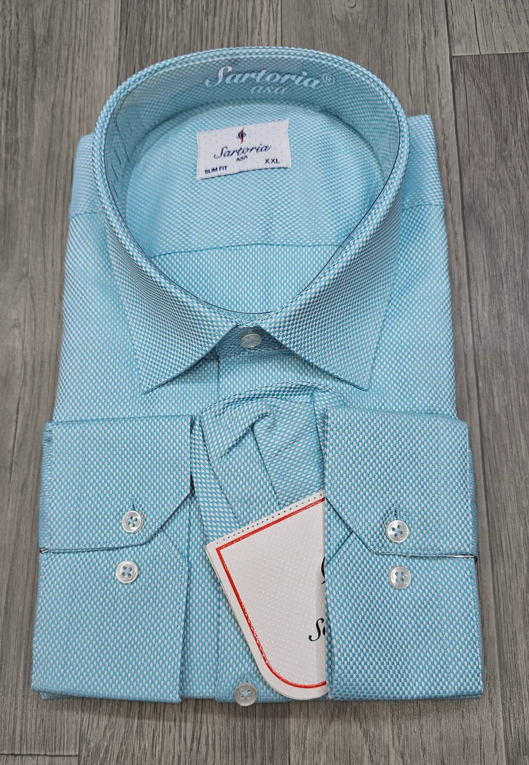 Light green oxford-textured shirt